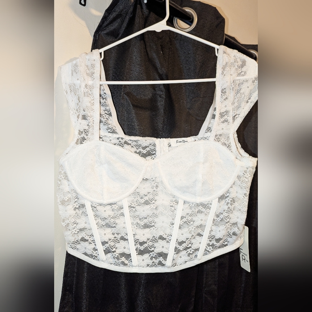 Faded Rose White Lace Bustier Top
